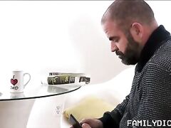 Horny Bear Stepdad Wants Quickie From Young Stepson Before School